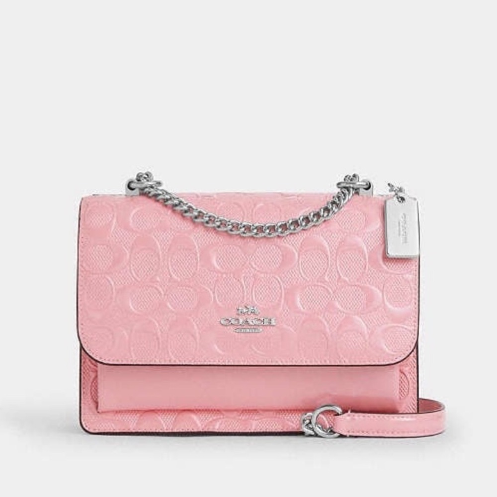‼️LAST One NWT Coach Klare Crossbody Bag In Signature Leather  Silver/pink - Picture 10 of 10